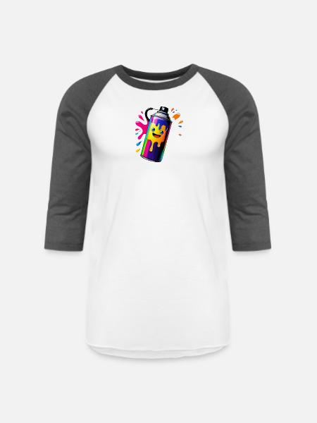 Rainbow Spray Paint Mascot - Unisex Baseball T-Shirt - white/charcoal
