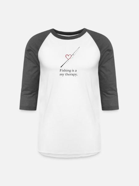 Fishing Heart Therapy Design - Unisex Baseball T-Shirt - white/charcoal