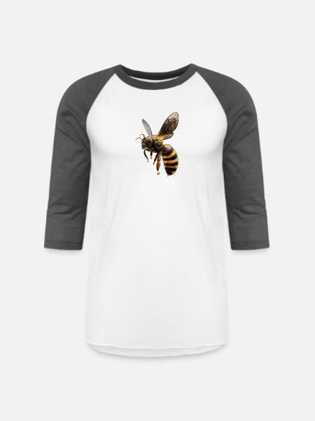 Golden mandala bee art - Unisex Baseball T-Shirt - white/charcoal