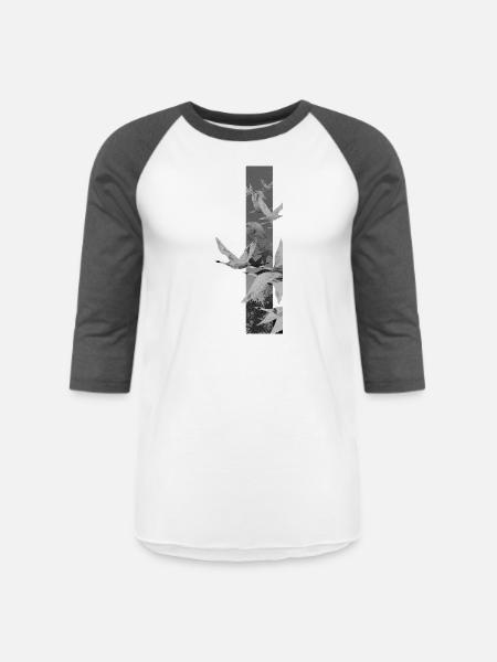 Dove Stripes Mono - Unisex Baseball T-Shirt - white/charcoal