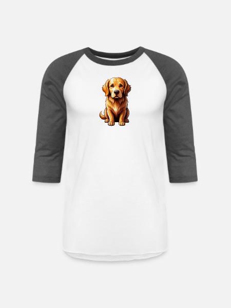 Golden Retriever Pop Art Charm - Unisex Baseball T-Shirt - white/charcoal