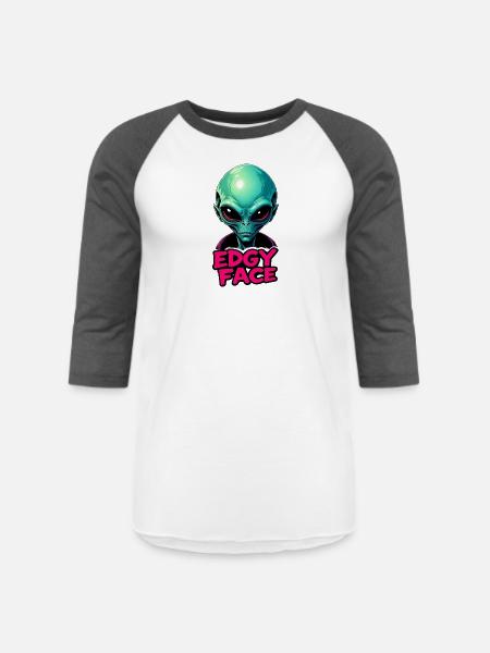 Edgy Face Martian - Unisex Baseball T-Shirt - white/charcoal