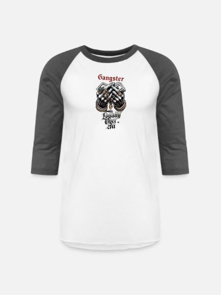 Loyalty Over All Gangster Hands - Unisex Baseball T-Shirt - white/charcoal