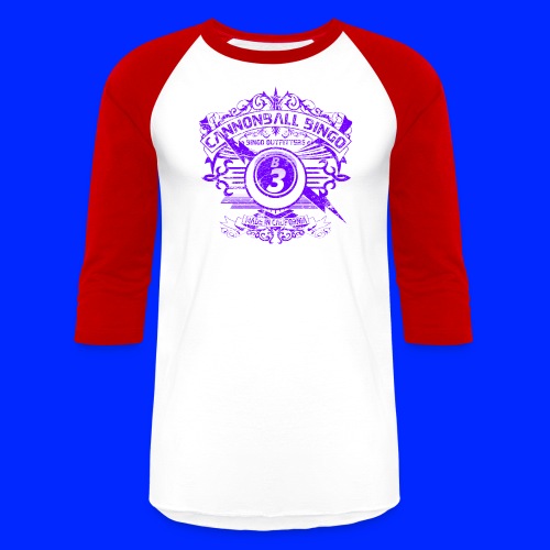 Vintage Cannonball Bingo Crest Purple - Unisex Baseball T-Shirt