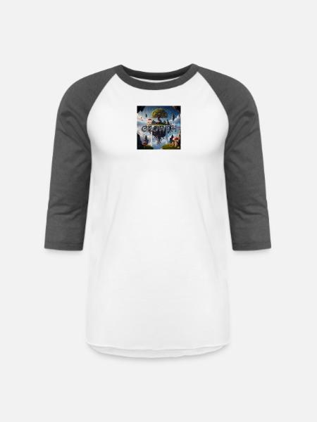 Floating Island Growth Illustration - Unisex Baseball T-Shirt - white/charcoal