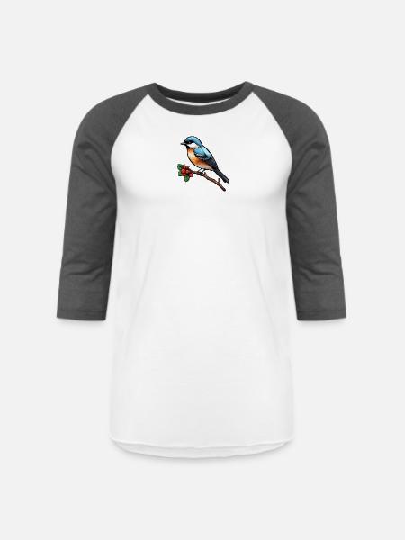 طائر السعادة الصغير - تصميم فني. - Unisex Baseball T-Shirt - white/charcoal