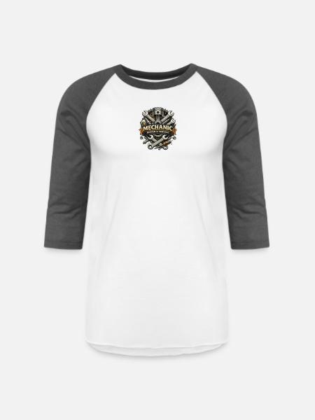 Mechanic Gear Emblem - Unisex Baseball T-Shirt - white/charcoal