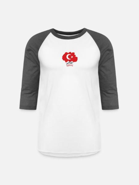support turkiye - Unisex Baseball T-Shirt - white/charcoal