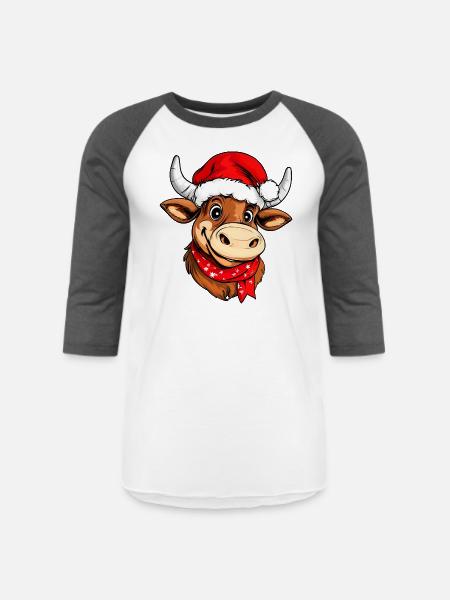 Christmas bulls - Unisex Baseball T-Shirt - white/charcoal