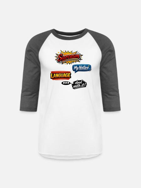 Sarcasm Language Attitude Graphic - Unisex Baseball T-Shirt - white/charcoal