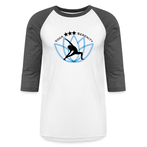 Yoga-Serenity, blue lotus and black writing - Unisex Baseball T-Shirt