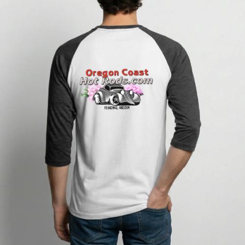 Oregon Coast Hot Rods with Rhody Cruiser Lapel - Unisex Baseball T-Shirt