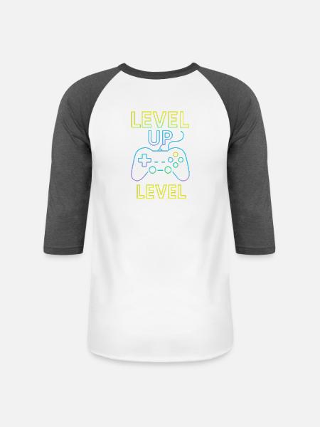 Neon Level Up Controller - Unisex Baseball T-Shirt - white/charcoal