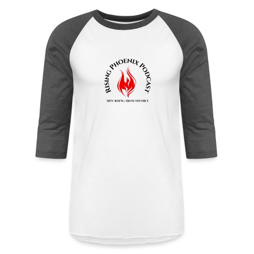 Front (Rising Phoenix-Black) _ Back (Red Phoenix) - Unisex Baseball T-Shirt