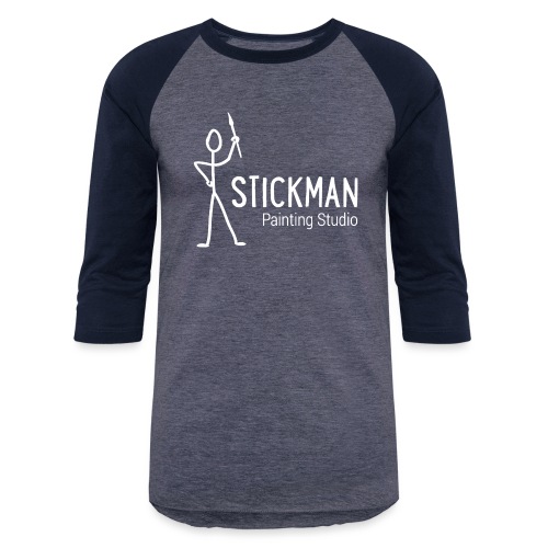 Stickman Logo In White - Unisex Baseball T-Shirt
