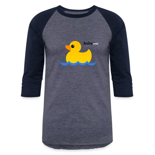 Hubs Duck - Wordmark and Water - Unisex Baseball T-Shirt