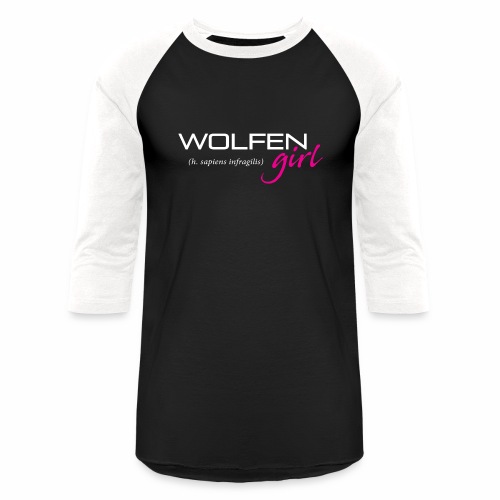 Front/Back: Wolfen Girl on Dark - Adapt or Die - Unisex Baseball T-Shirt