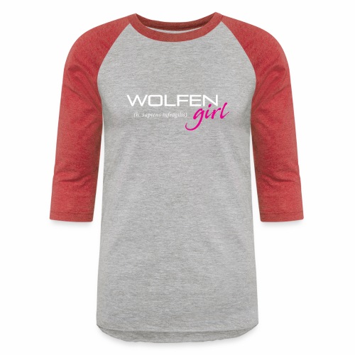 Front/Back: Wolfen Girl on Dark - Adapt or Die - Unisex Baseball T-Shirt