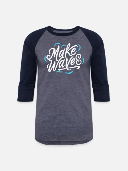 Make Waves - Unisex Baseball T-Shirt - heather blue/navy