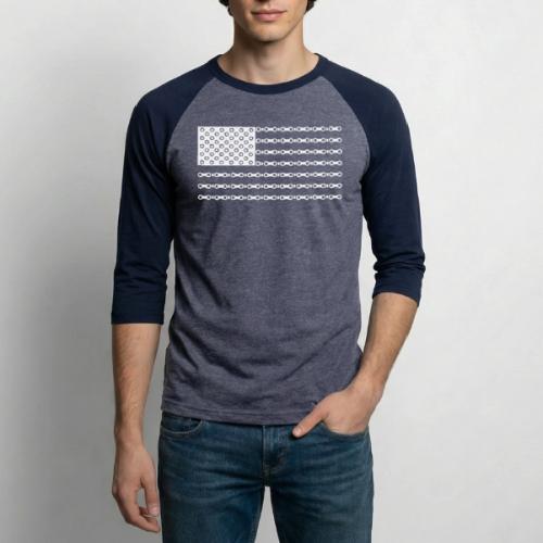Bicycle Chain American Flag - Unisex Baseball T-Shirt