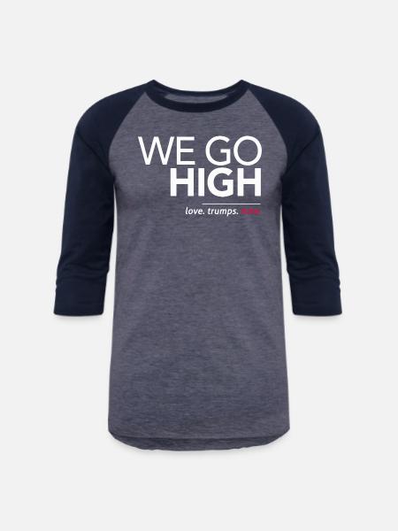 We Go High - Unisex Baseball T-Shirt - heather blue/navy