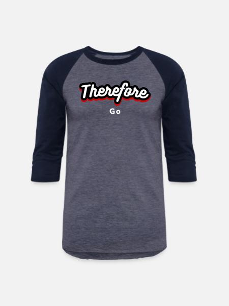 Therefore go - Unisex Baseball T-Shirt - heather blue/navy