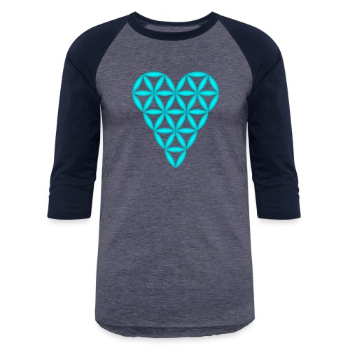 Heart of Life x 1, Cyan-N, 3D - Transparent. - Unisex Baseball T-Shirt
