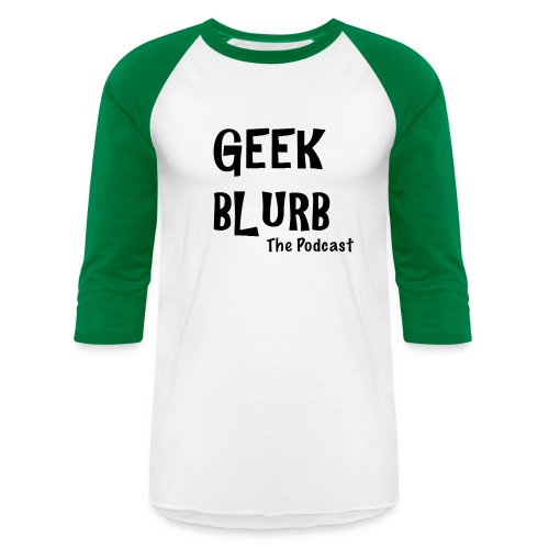 Geek Blurb (Transparent, Black Logo) - Unisex Baseball T-Shirt