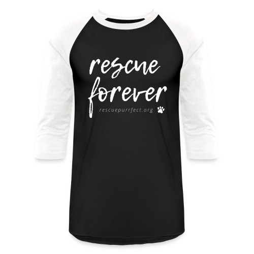 Rescue Forever Cursive Large White - Unisex Baseball T-Shirt