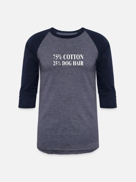 Dog Hair Cotton Blend Tee - Unisex Baseball T-Shirt - heather blue/navy