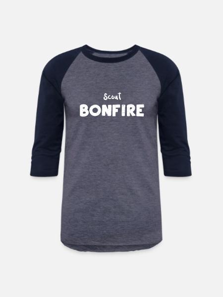 Scout Bonfire - Camping - Unisex Baseball T-Shirt - heather blue/navy