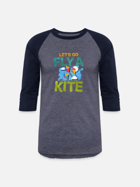 Kite Flying - Unisex Baseball T-Shirt - heather blue/navy