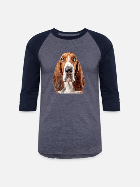 Basset Hound - Unisex Baseball T-Shirt - heather blue/navy