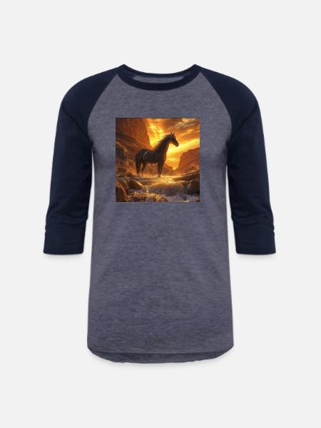 Horse - Unisex Baseball T-Shirt - heather blue/navy