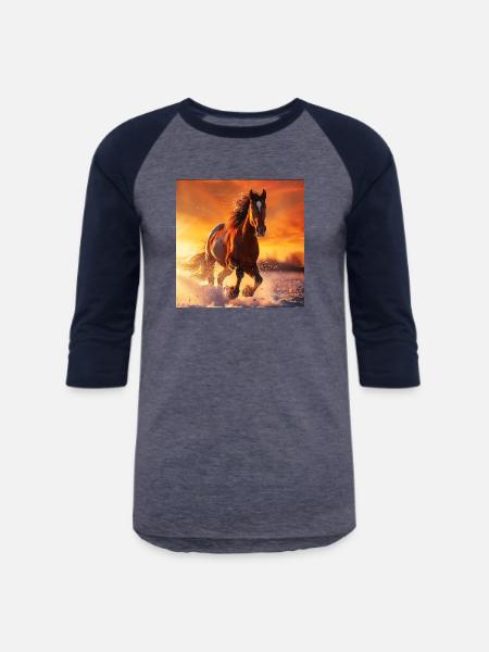 Horse - Unisex Baseball T-Shirt - heather blue/navy