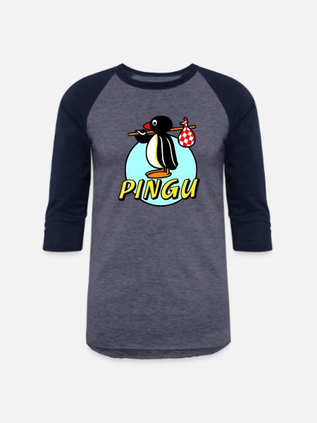 PINGU - Unisex Baseball T-Shirt - heather blue/navy