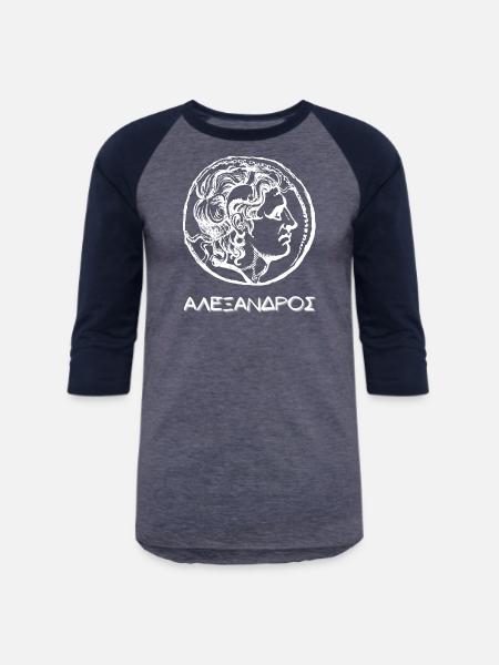 Alexander The Great Coin - Unisex Baseball T-Shirt - heather blue/navy