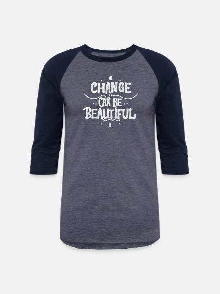 Change Can Be Beautiful - Unisex Baseball T-Shirt - heather blue/navy