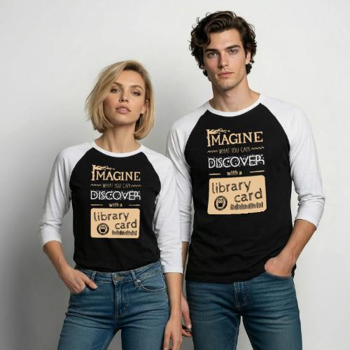 Library Card Sign-up Month - DISCOVER - Unisex Baseball T-Shirt