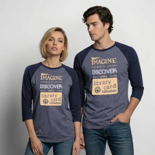 Library Card Sign-up Month - DISCOVER - Unisex Baseball T-Shirt