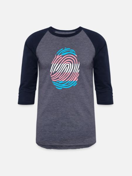 Trans Fingerprint - Unisex Baseball T-Shirt - heather blue/navy