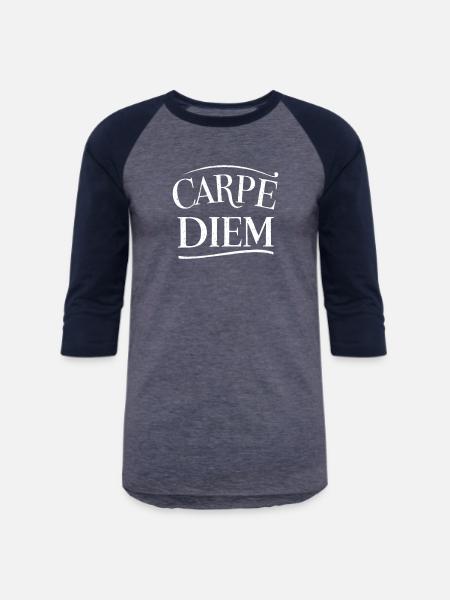Carpe diem latin quote - Unisex Baseball T-Shirt - heather blue/navy