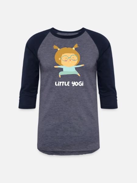 Cute Little Yogi - Unisex Baseball T-Shirt - heather blue/navy