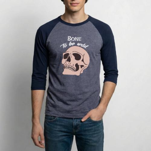 Bone To Be Wild - Edgy Skull - Unisex Baseball T-Shirt