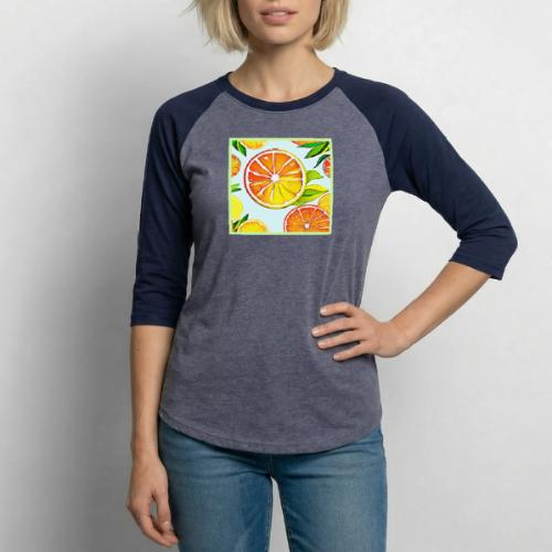 Orange Slice: Citrus Art - Unisex Baseball T-Shirt