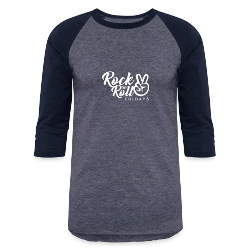 Rock 'n' Roll Fridays Classic White Logo - Unisex Baseball T-Shirt