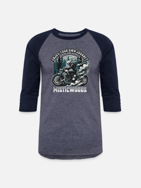 Mystic Woods Skeleton Rider - Unisex Baseball T-Shirt - heather blue/navy
