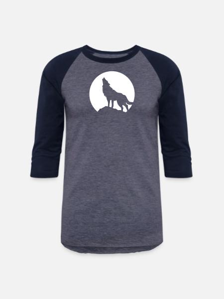 Howling Wolf - Unisex Baseball T-Shirt - heather blue/navy