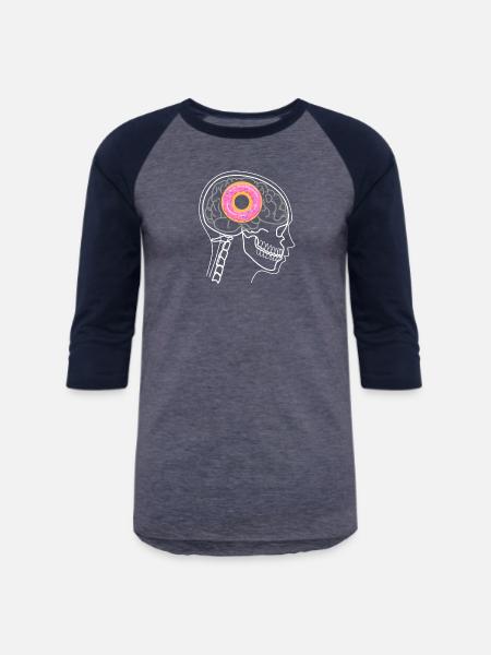 DONUT ON BRAIN X-RAY DESIGN - Unisex Baseball T-Shirt - heather blue/navy