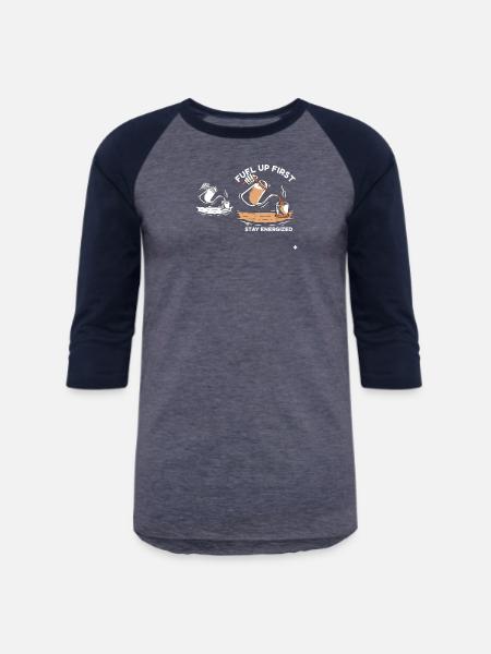 Fuel Up First Stay Energized - Unisex Baseball T-Shirt - heather blue/navy